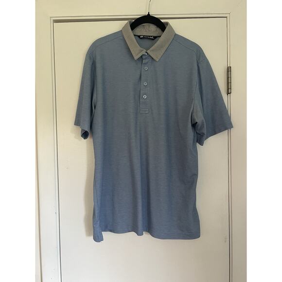 Travis Matthew Blue And Gray Pima Cotton Blend Polo Shirt Men’s Size M - Picture 1 of 5